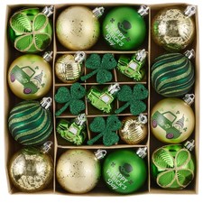 DecorbyHannah St Patricks Day Decorations Shamrock Irish Tree Ornaments Set, ...