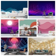 3D Sunset Mountain Water Self-adhesive Wallpaper Removable Wallpaper Wall Mural