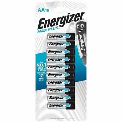 Energizer Max Plus AA Batteries 16 Pack - Longest Lasting alkaline Batteries