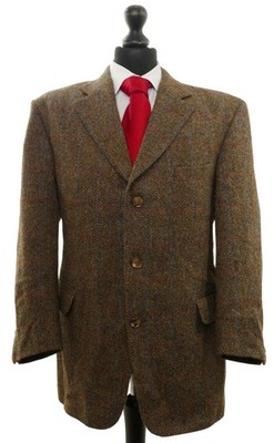 Harris Tweed Atelier Torino Sakko Jackett 27 grün oliv kariert 3-Knopf wie Neu