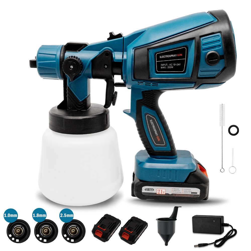 Cordless Paint Sprayer1.0/1.8/2.5mm Nozzles 800ml (27oz)  for DIY House Painting