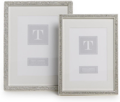 Elegant Set of 2 Crystal Photo Frames for 5x7 & 6x8 Inch Photos