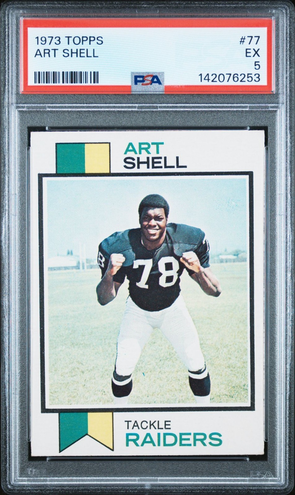 1973 TOPPS #77 ART SHELL RC PSA 5 EX OAKLAND RAIDERS HOF NICE CENTERING