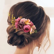 Bridal Boho Rose Flower Hair Comb Clip Hairpin Wedding Party Hair Accessories  