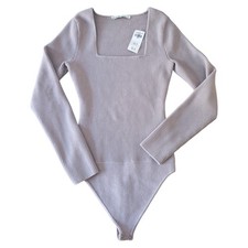 Abercrombie  Fitch Ribbed Thong Bodysuit Women's Small Mauve Square Neck NWT