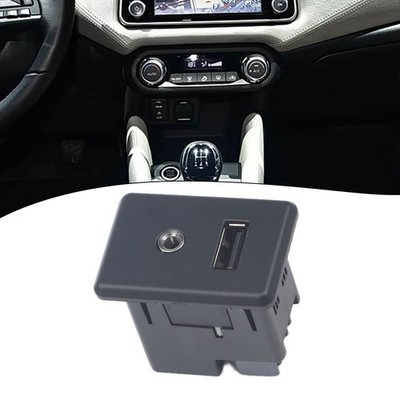 Auxiliary USB AUX Port Panel for Nissan Versa 2015 to 2017 Black ABS Material