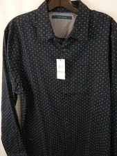 Perry Ellis NWT $80 Blue with Light Blue Geo Pattern L/S Men's Shirt Size L