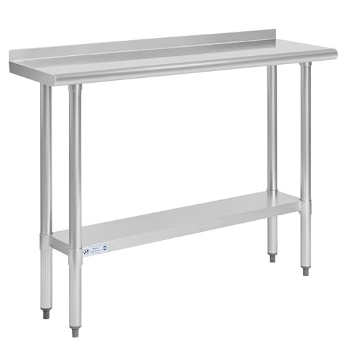 Stainless Steel Table 14"x48" Prep Work Surface with Backsplash