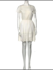 Doen White Lace Hem Short Sleeve Dress, size S