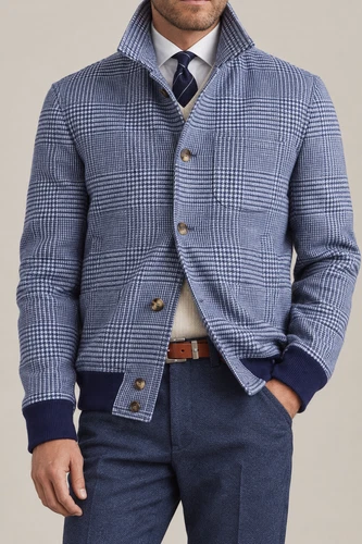 BRUNELLO CUCINELLI MEN'S INDIGO BLUE WOOL BLEND CHECKED JACKET MSRP $6045 (54) - product listing photo