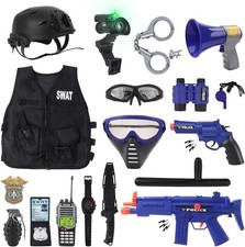 deAO Police Officer Costume for Kids Role Play Set with a Storage Backpack...