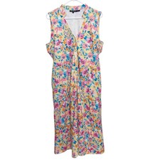 Tolani Dress Womens Medium Tiered Ditsy Floral Maxi Pockets Button Cottagecore