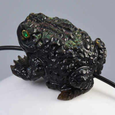Schwarz Perlmutt Muschel Toad Frosch Perle Schnitzen Sammlung Oder Schmuck 5.75