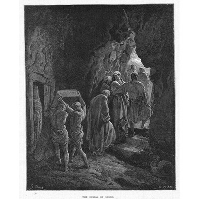 DAS BEGRÄBNIS VON SARAH Gustave Dore - antiker Bibeldruck um 1880