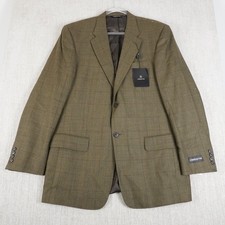 Claiborne 100 Wool Dark Green Plaid Jacket Blazer Mens 42L NWT READ 