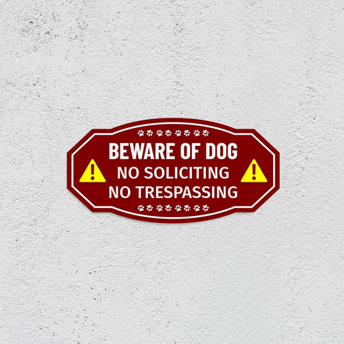 Panneau D'avertissement 'Beware Of Dog No Soliciting No Trespassing' - Autocollant Sécurité BD034