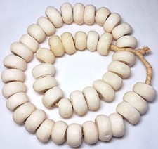 Buffalo Bone Bead Strand, Kenya, White, 26", 13mm by 23mm, 3mm Bead Holes, 40 Pc