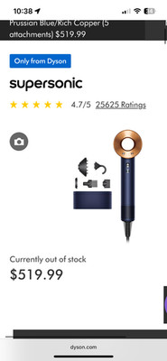 NEW - Dyson Supersonic Hair Dryer - Dark Blue/Rich Copper