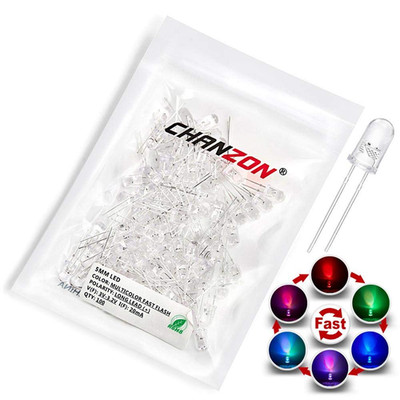 CHANZON 100 Pcs 5Mm RGB Multicolor Fast Blinking (Multi Color Changing) Dynamics