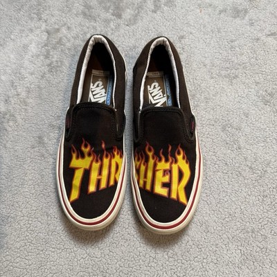 Vans Men s Off The Wall Thrasher Flames Slip-On Skate Shoes   Size 5 Men/6 Women