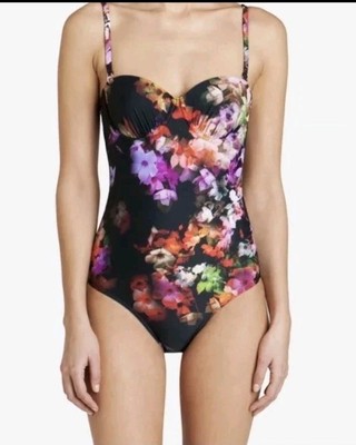 Ted Baker One Piece Underwire Swimsuit Sz 32DD/E - Cascading Floral - NWT $125