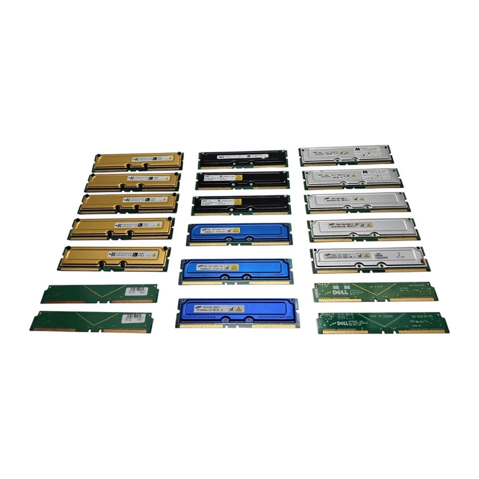 Rambus 184-Pin RDRAM RIMM Memory Modules Lot - 1x64MB 15x128MB 4xBlank - Image 4 of 4