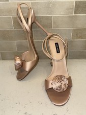 Nine West Neve Strappy Dress Heel/ Sandal Blush Pink With 3D Rose Size 10M
