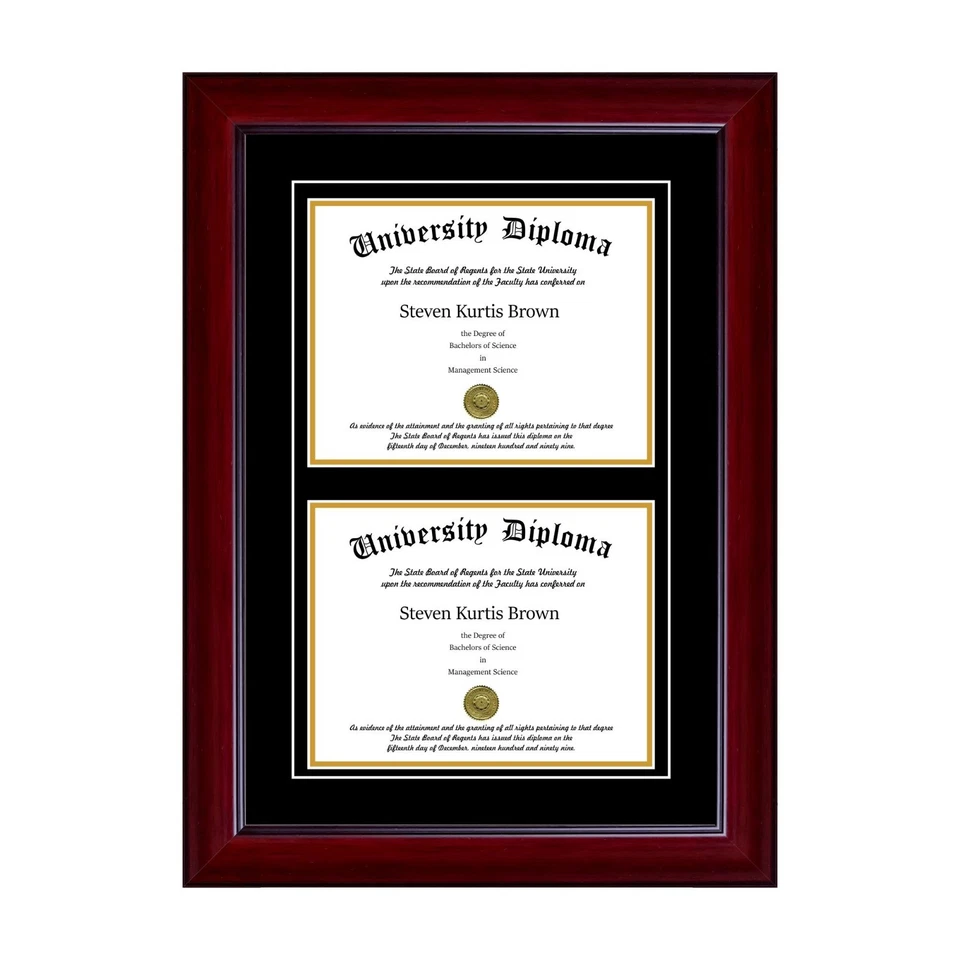 Nova Moldura de Diploma Duplo com Molduras Sortidas de Tapete Duplo Cores Escolares UV - Imagem 3 de 4