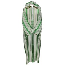 Men's Moroccan Green Cream Long Sleeve Hooded Cotton Blend Thobe Jubba Djellaba