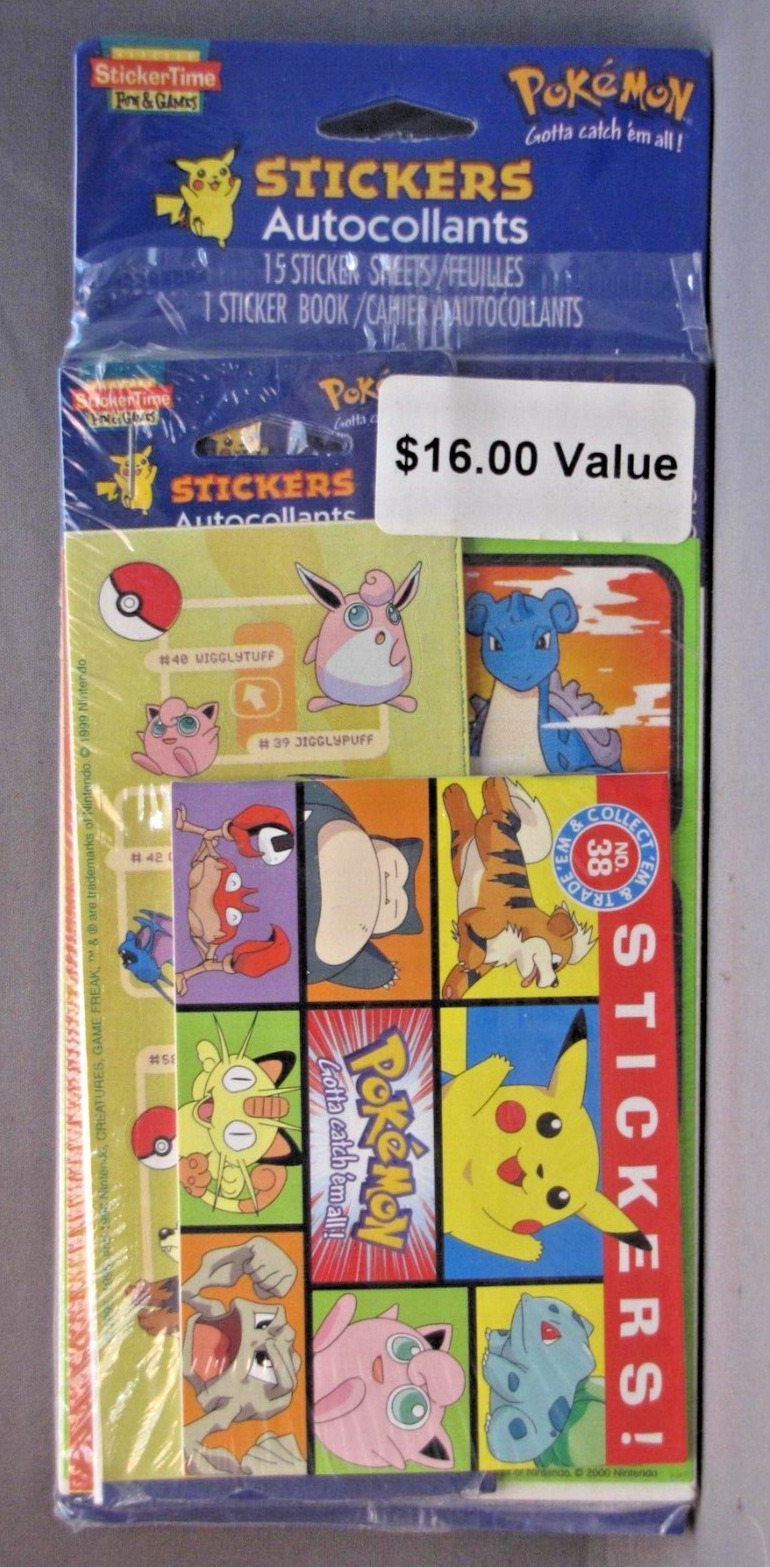 Pokémon Sticker Time 15 Sticker Sheets 1 Sticker Book Vintage Bundle NEW Sealed