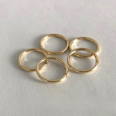 14K  Yellow Gold Round Endless Hoop Earrings 1mm Tube Hoops Ear Rings