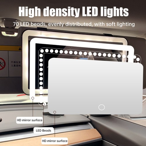 70 LEDs Car Sun Visor Vanity Mirror Rechargeable Makeup Mirror with 3Light Modes - Picture 4 of 21