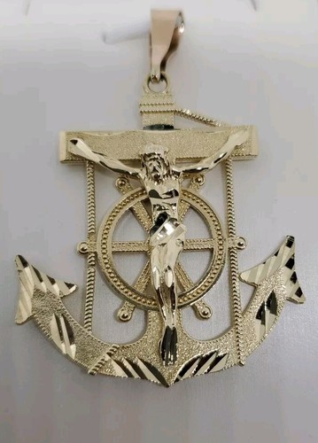Jesus Christ Anchor Pendant 10k Gold 8.4 Grams 1.75" Total Length - Picture 2 of 9
