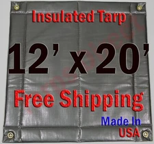 12' x 20' Insulated Poly Tarp 1/2" Foam Core Concrete  Padding Wall Cushion Kiln