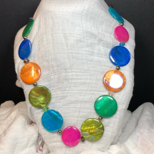 Erica Lyons Multi-Colored Disc Beaded Necklace Goldtone