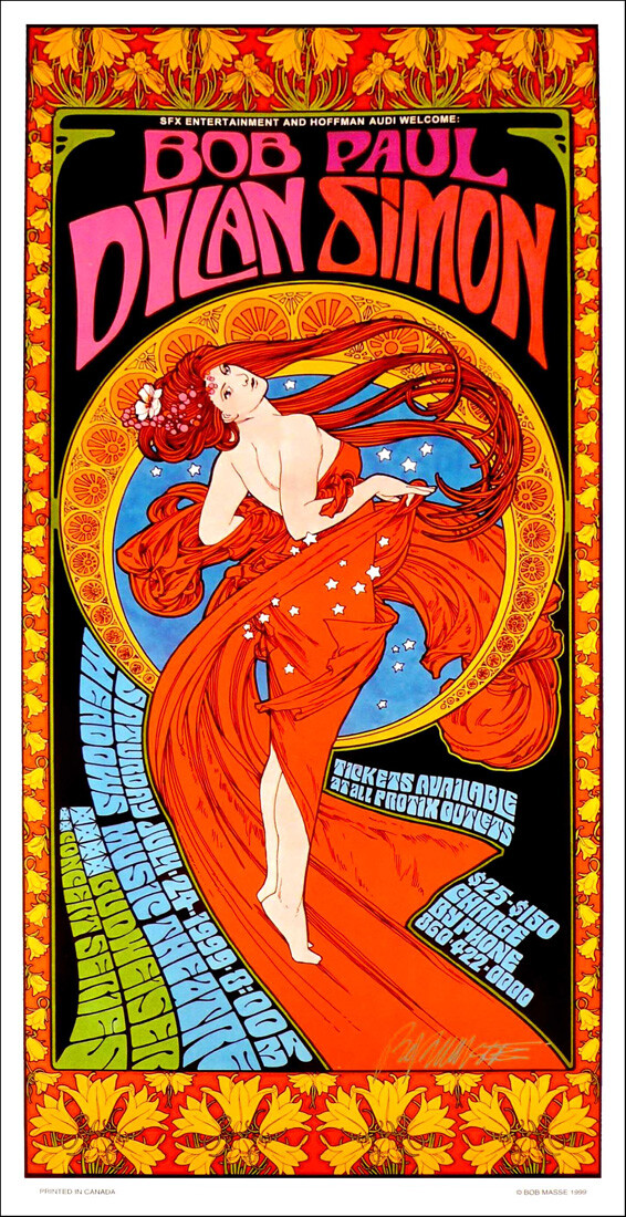 Bob Dylan Paul Simon Tour Poster The Meadows 1999 Hand - Signed by