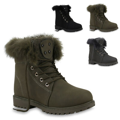 Damen Stiefelette Outdoor Schuhe Boots Warm Gefütterte Stiefel 820406 Trendy Neu