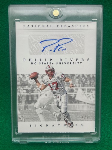 2015 Philip Rivers NC State Chargers National Treasures Signatures Auto #79 4 /5 - Afbeelding 1 van 3