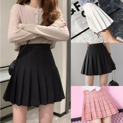 New Women's High Waist Pleated Casual Tennis Style Mini Skater Skirt UK */