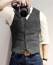 Business Herren Anzug Tweed Weste Jagd Herringbone Wolle Vintage Hochzeit Retro