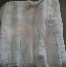 Aden Anais NEW Baby Blanket White Leaves Muslin Cotton Swaddle aqua flowers