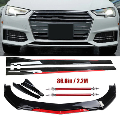 Front Bumper Lip Splitter Spoiler Side Skirt Bod Kit For For 09-15 Mitsubishi
