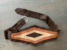 Vintage BoHo Belt Women Brown Suede Ties Ring Adjust SPAIN