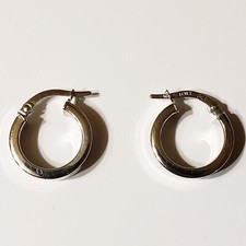 14 KT White Gold EARRINGS GCJ GEORGE CARTER JESSOP PIERCED Italy Hoop