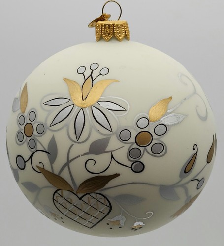 Bombkarnia Round Ornament 10cm Gold & Silver Hand Painted Floral Made In Poland - Picture 3 of 14