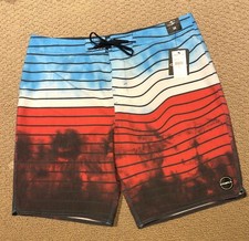 O'Neill Board Swim Trunks Shorts Blue, White, Red Striped Freedom Men's Size 38
