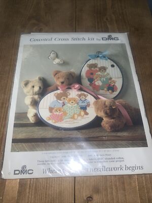 DMC The Bear Family Teddybär K282 gerahmt gezählt Kreuzstich Set versiegelt