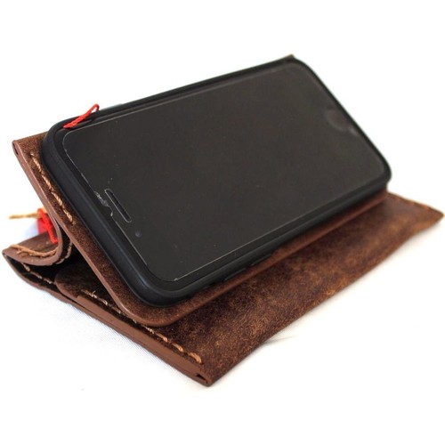 Funda de cuero genuino para iPhone SE 2 de colección con cubierta blanda ranuras para tarjetas de crédito - Imagen 4 de 8