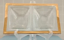 ANNIE GLASS 24K GOLD CANDY DISH/ASH TRAY 9 1/4” X 5 1/2” LIMITED EDITION SIGNED