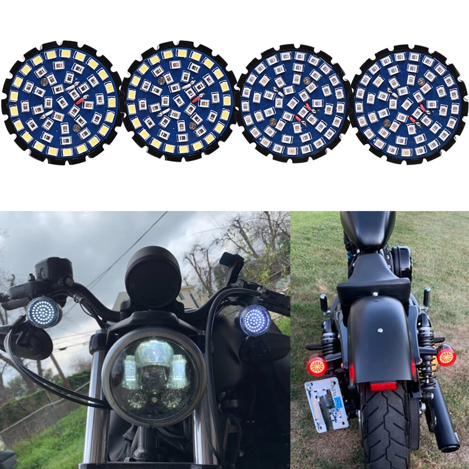 4x Luces intermitentes LED de giro delanteras y traseras para motocicleta Harley Davidson Foto 2 de 4
